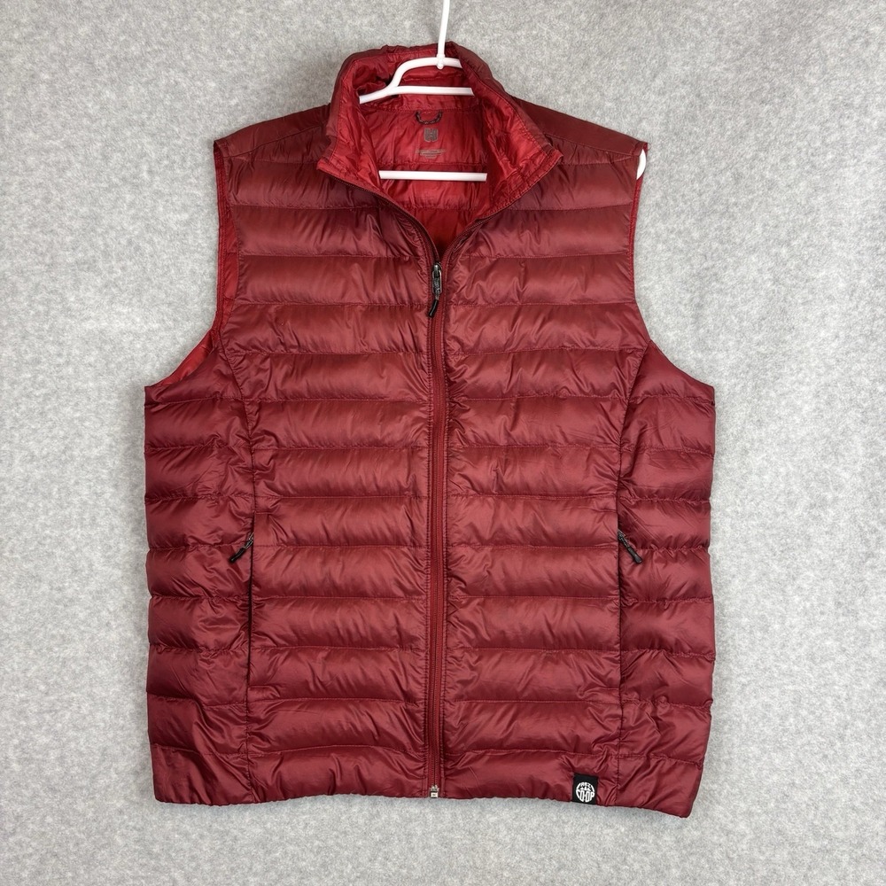 REI Co Op Down Vest Mens Medium Red Insulated Puffer Full Zip Lightweight Layer